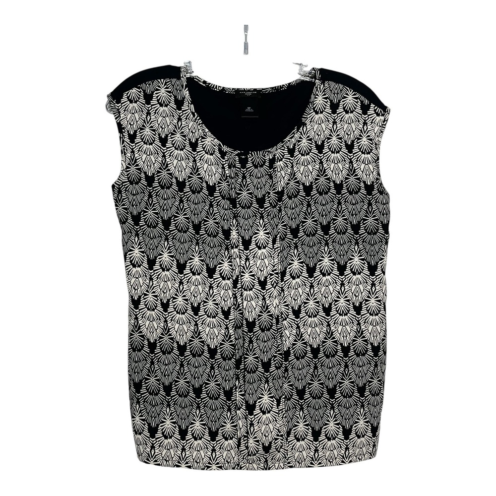 Ann Taylor Petite Black & Ivory Sleeveless‎ Top Blouse Size SP